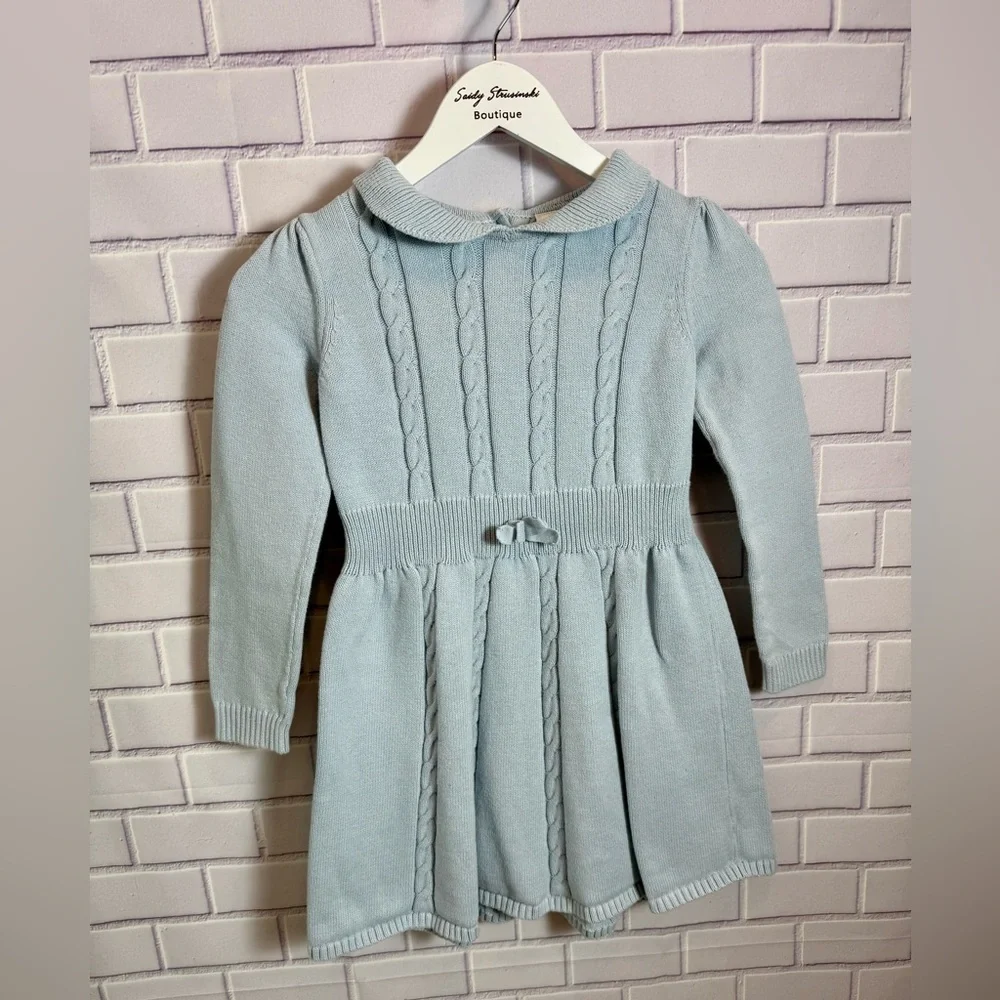 Gymboree Light Blue Cable Knit Sweater Dress Girls Size 10